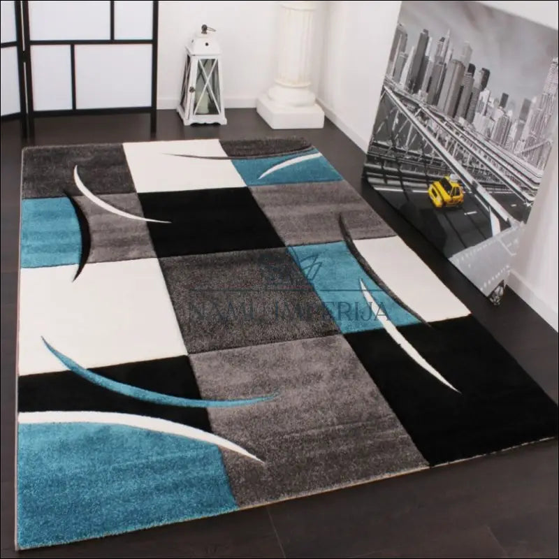 Kilimas NI3241 - €92 Save 20% 100-200, 50-100, ayy, color-turkis, Designer Carpet Geometric Purple Black Creme 120 x