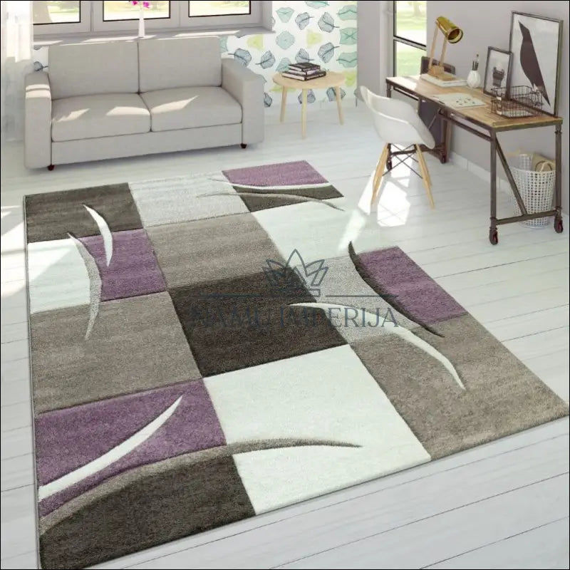 Kilimas NI3258 - €110 Save 20% 100-200, 50-100, ayy, color-violetine, Designer Rug Check Pastel tones Purple 120 x