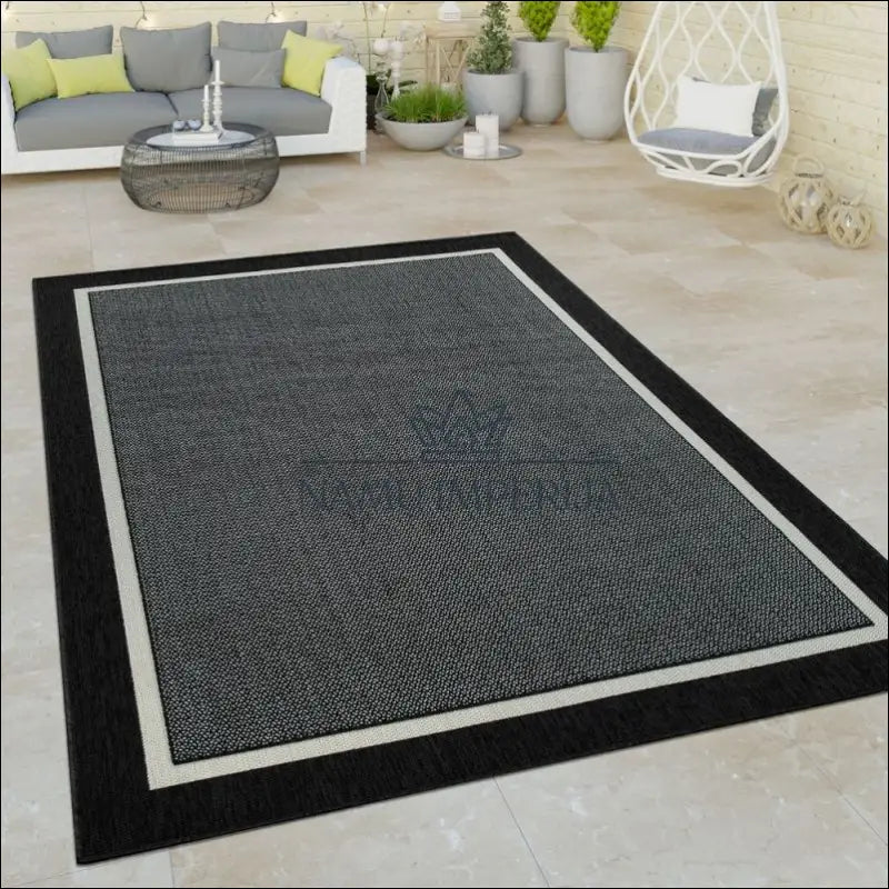 Kilimas NI3394 - €71 Save 15% 50-100, ayy, color-juoda, Indoor & lauko Short-ilgaplaukiai Rug Border Blue, Outdoor