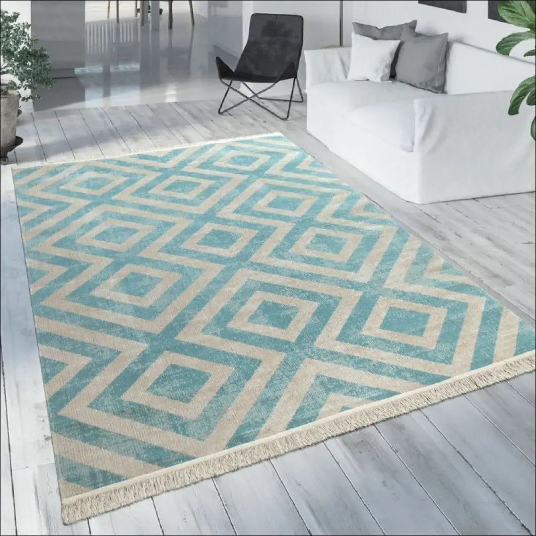 Kilimas NI3779 - €101 Save 15% 100-200, 50-100, __label:Pristatymas 5-14 d.d., ayy, color-melyna and White 120 x 170 cm