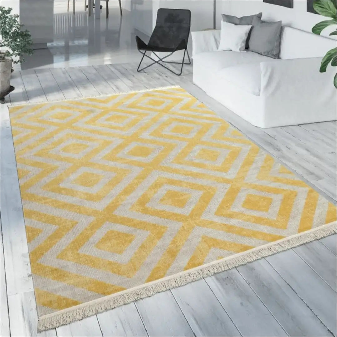 Kilimas NI3781 - €101 Save 15% 100-200, 50-100, __label:Pristatymas 5-14 d.d., ayy, color-Yellow-White 120 x 170 cm