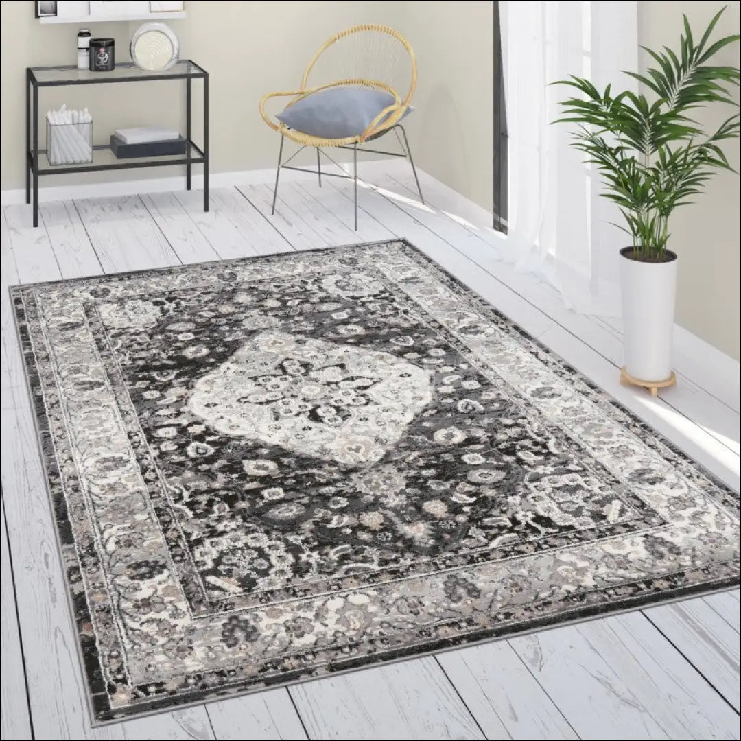 Kilimas NI5172 - €91 Save 15% 100-200, 50-100, __label:Pristatymas 5-14 d.d., color-juoda, kilimai 120x160 cm / Juoda