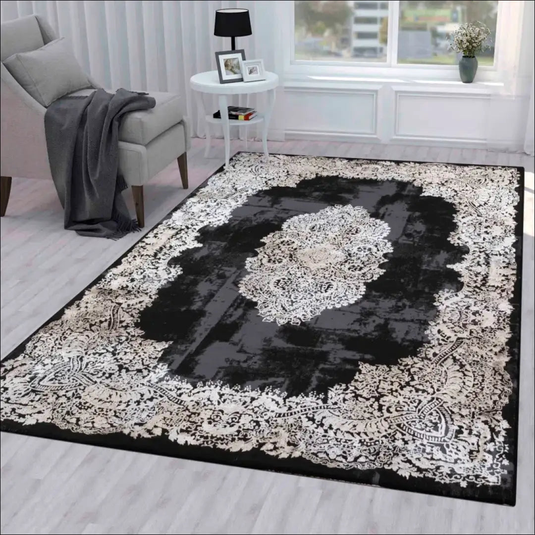 Kilimas RU1072 - €149 Save 50% 100-200, __label:Pristatymas 1-2 d.d., color-juoda, color-smelio, kilimai 200 cm x 290