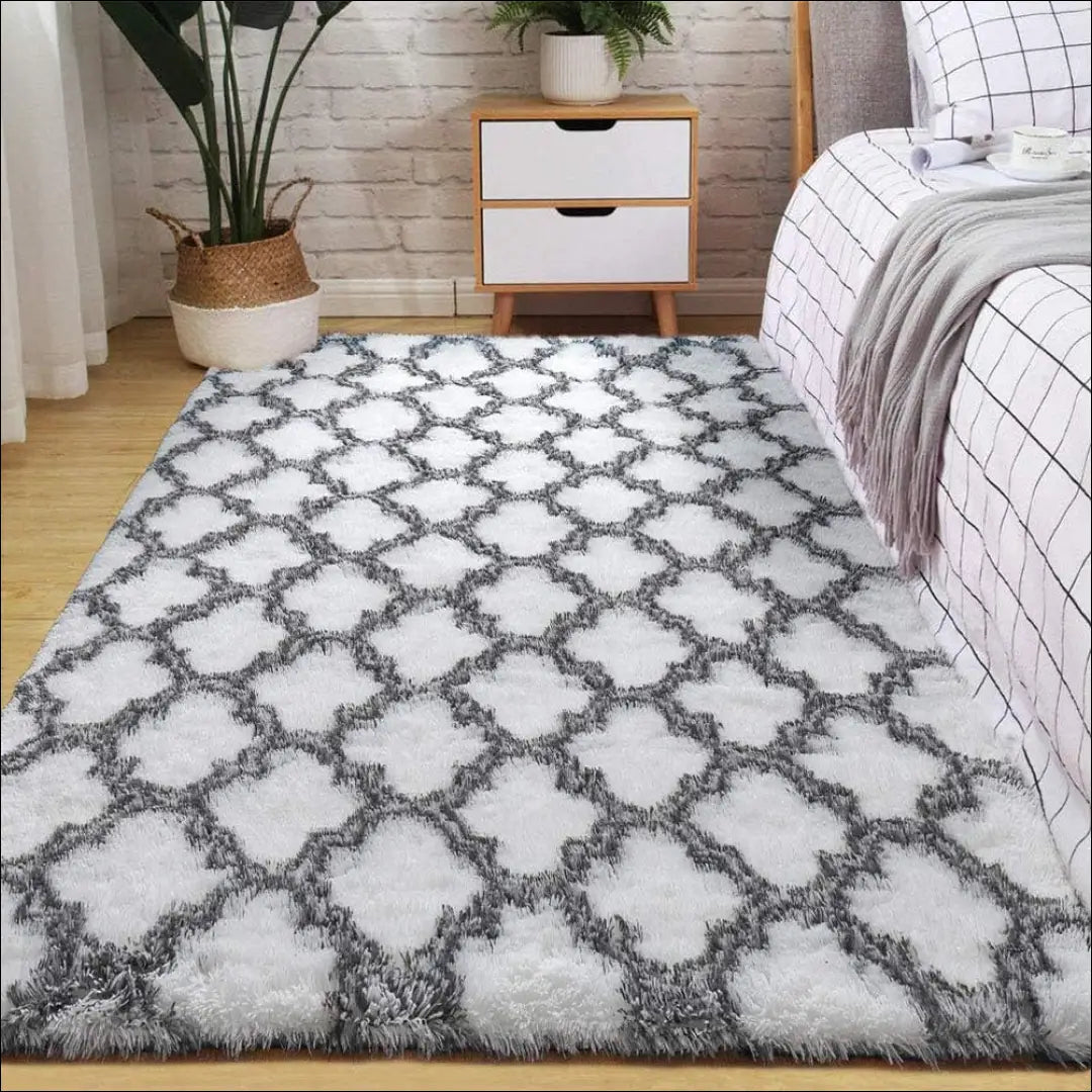 Kilimas RU1098 - €64 Save 50% 50-100, __label:Pristatymas 1-2 d.d., color-balta, color-pilka, ilgaplaukiai 160 cm x 230