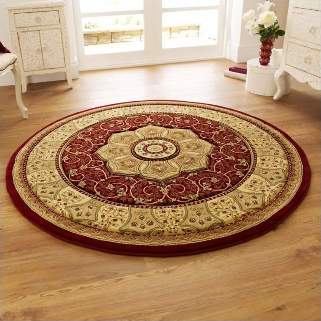 Kilimas RU1104 - €70 Save 50% 50-100, __label:Pristatymas 1-2 d.d., apvalus, color-raudona, kilimai 150 cm skersmuo