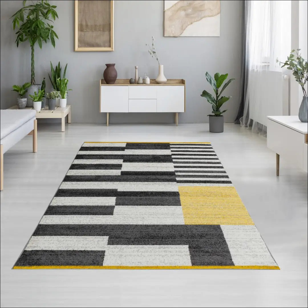 Kilimas RU1148 - €124 Save 50% 100-200, __label:Pristatymas 1-2 d.d., color-balta, color-geltona, color-pilka 160 cm x