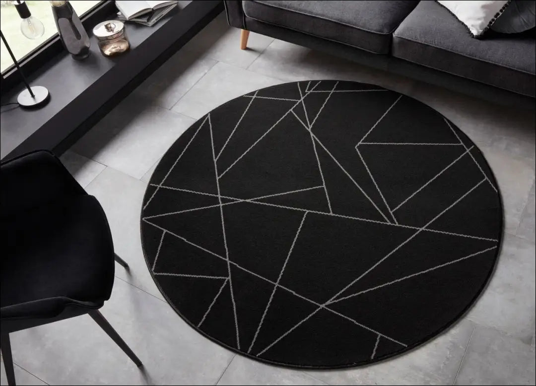 Kilimas RU1150 - €49 Save 50% 25-50, __label:Pristatymas 1-2 d.d., apvalus, color-juoda, kilimai 140 cm skersmuo