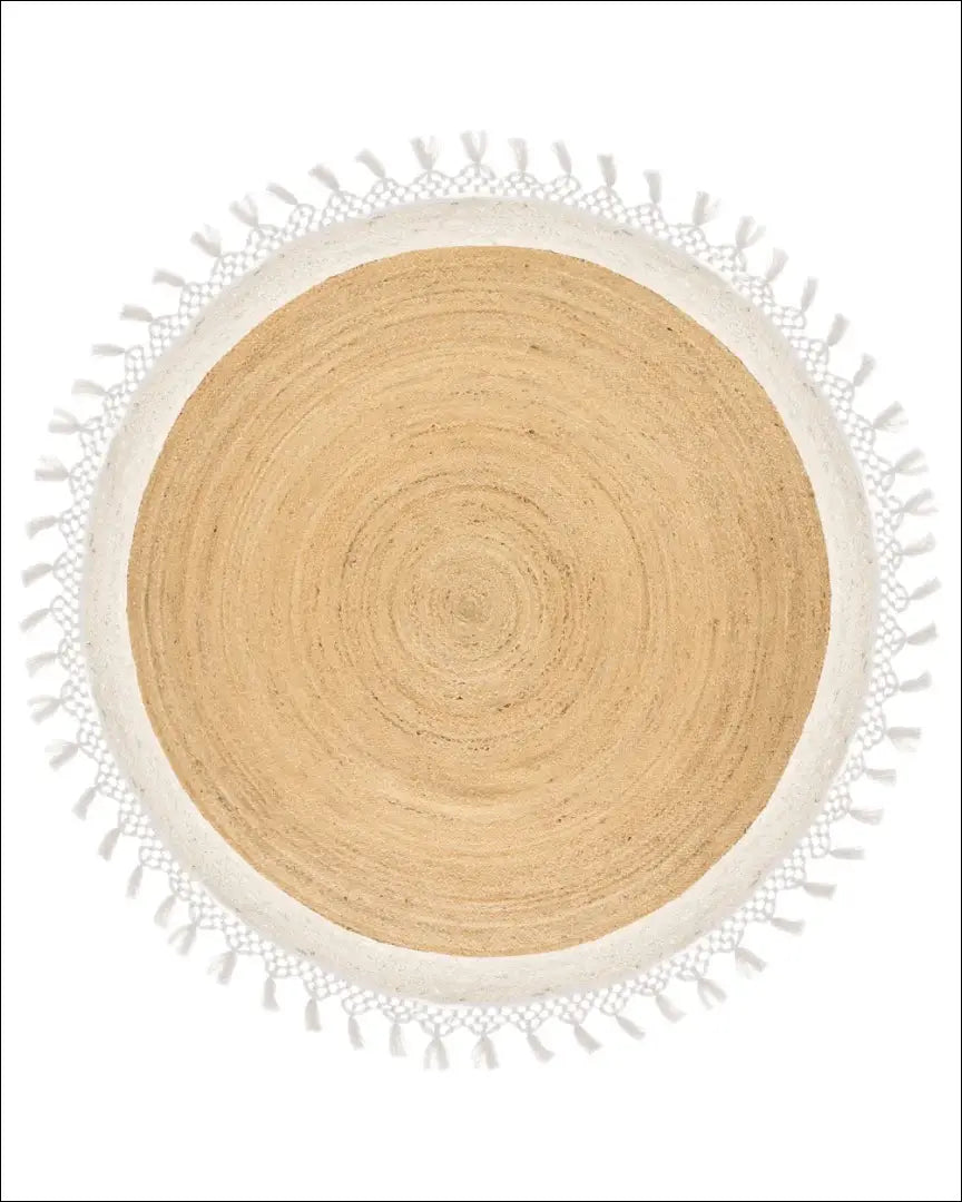 Kilimas RU1401 - €70 Save 50% 50-100, __label:Pristatymas 1-2 d.d., apvalus, color-balta, color-smelio 140 cm skersmuo