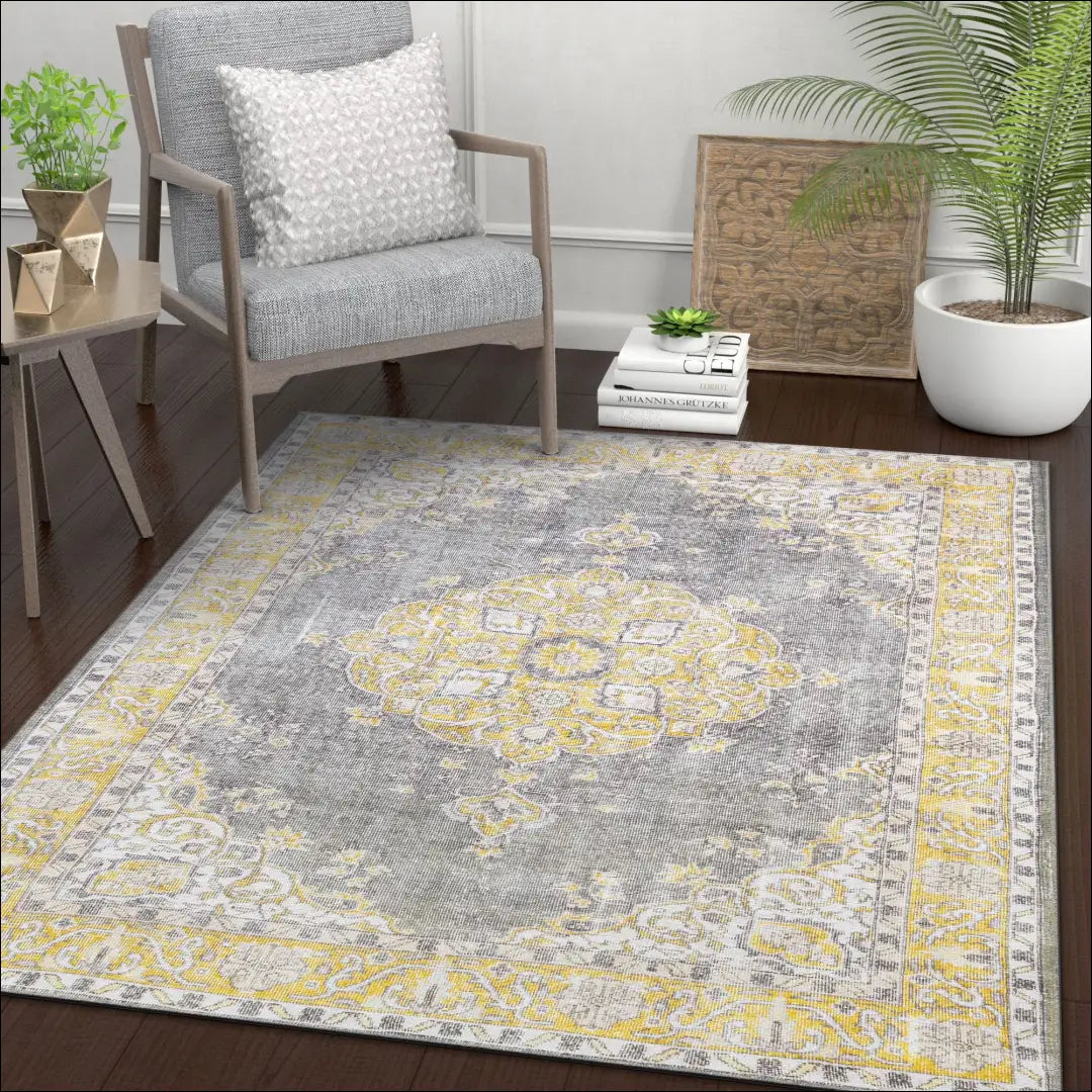 Kilimas RU1439 - €135 Save 50% 100-200, __label:Pristatymas 1-2 d.d., color-geltona, color-pilka, Dydis-200-x-280-cm