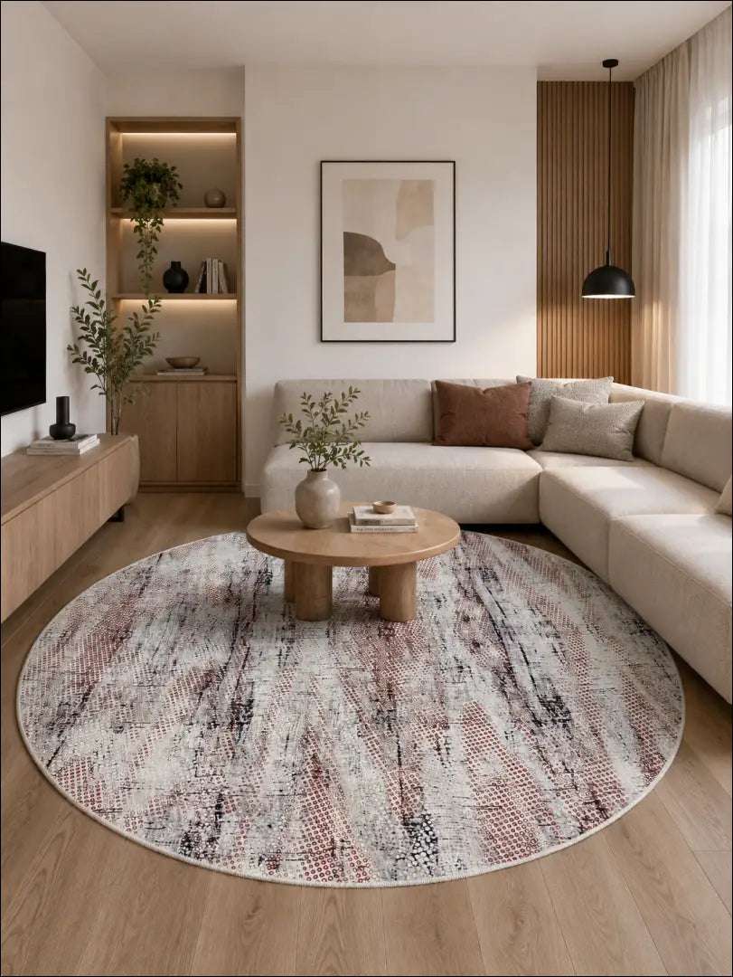 Kilimas RU1506 - €95 Save 50% 50-100, __label:Pristatymas 1-2 d.d., apvalus, color-balta, color-marga 200 cm skersmuo