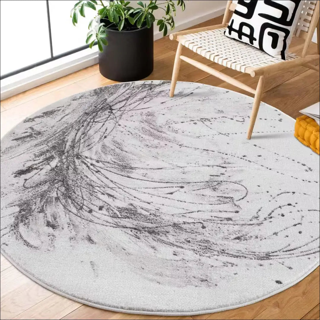 Kilimas RU1516 - €70 Save 50% 50-100, __label:Pristatymas 1-2 d.d., apvalus, color-balta, color-pilka 160 cm skersmuo