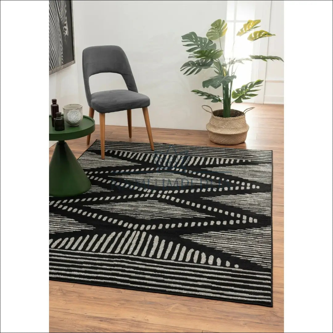 Kilimas RU248 - €68 Save 55% 50-100, __label:Pristatymas 1-2 d.d., color-juoda, color-pilka, kilimai Kilimai | Namų