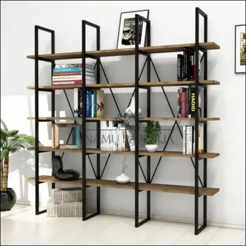 Knygų lentyna SI1125 - €216 Save 55% biuro-baldai, biuro-lentynos, color-juoda, color-ruda, lentynos Biuro baldai
