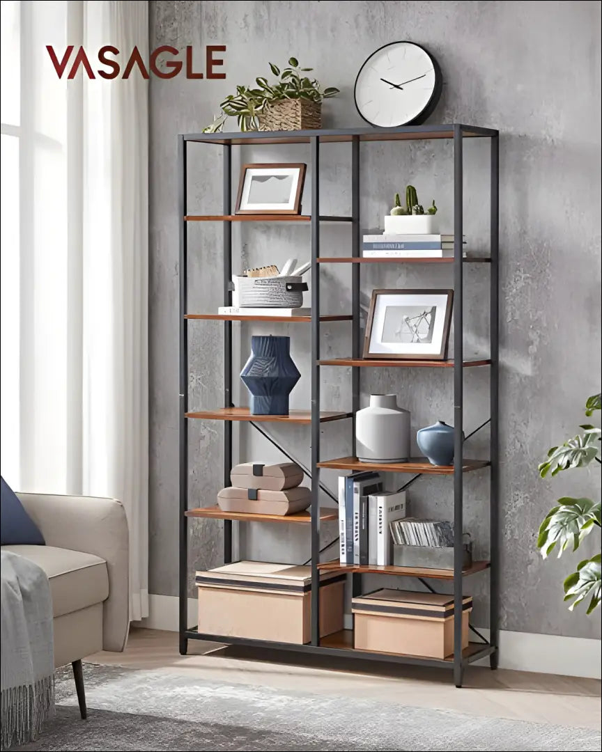 Knygų lentyna SM205 - €156 Save 40% 100-200, __label:Pristatymas 5-14 d.d., notouch30, song, spalva-ruda 100×30×170cm
