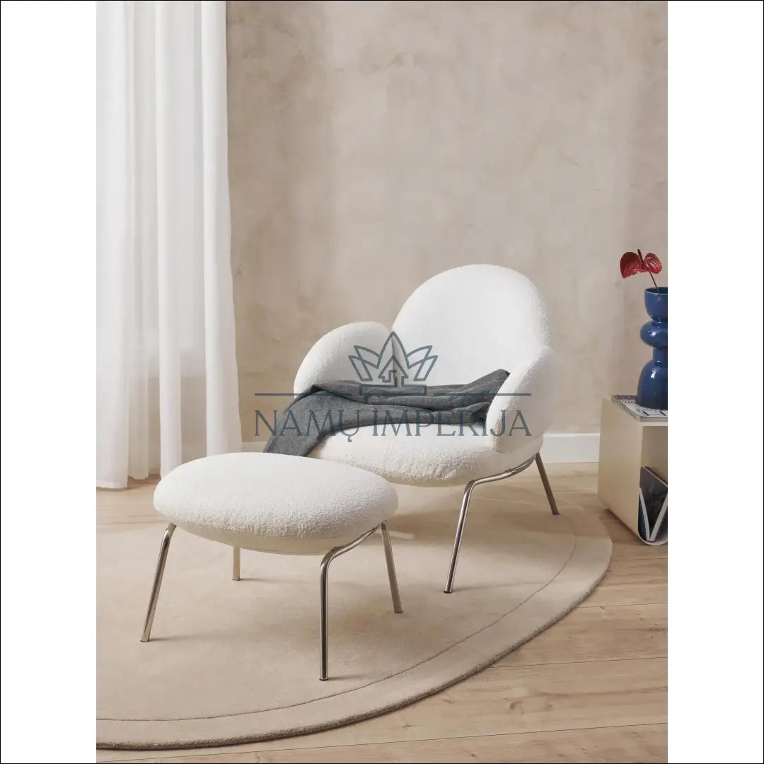 Kojų kėdutė MI760 - €120 Save 50% 100-200, __label:Pristatymas 1-2 d.d., boucle, color-balta, color-sidabrine €100