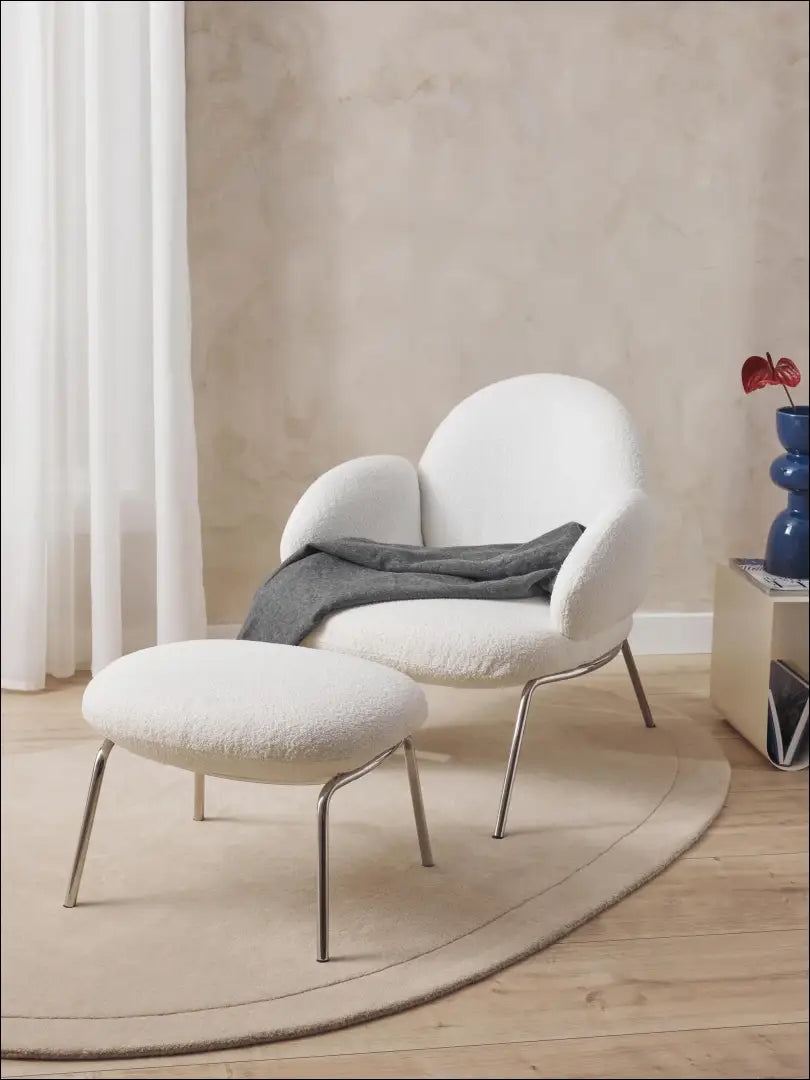 Kojų kėdutė MI760 - €108 Save 55% 100-200, __label:Pristatymas 1-2 d.d., boucle, color-balta, color-sidabrine €100