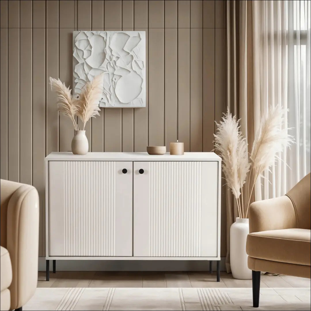 Komoda 2 durų su rievėtu fasadu kašmyro spalvos 104 cm TE677 - €173 Save 15% 100-200, __label:Pristatymas 5-14 d.d.,