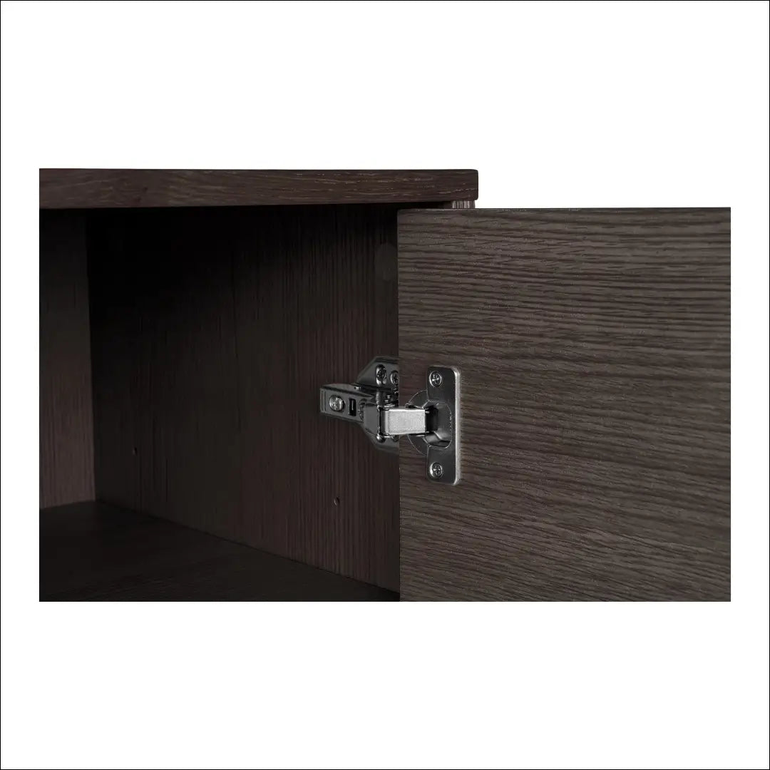 Komoda 3 stalčiai 2 durys ąžuolo fanera dūminė juodos metalinės kojelės 150x40x74 cm RD521 - €511 Save 15%