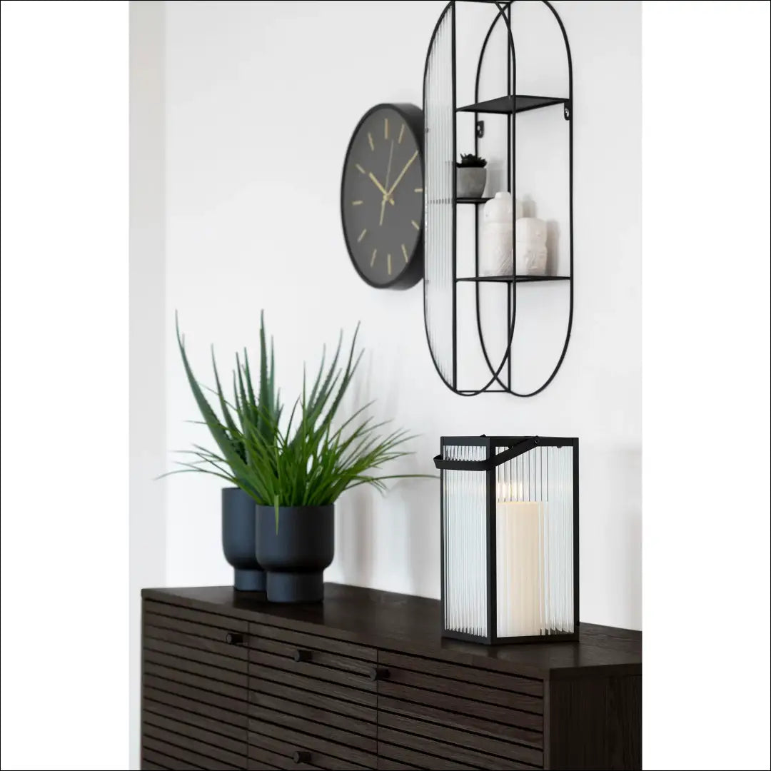 Komoda 3 stalčiai 2 durys ąžuolo fanera dūminė juodos metalinės kojelės 150x40x74 cm RD521 - €511 Save 15%