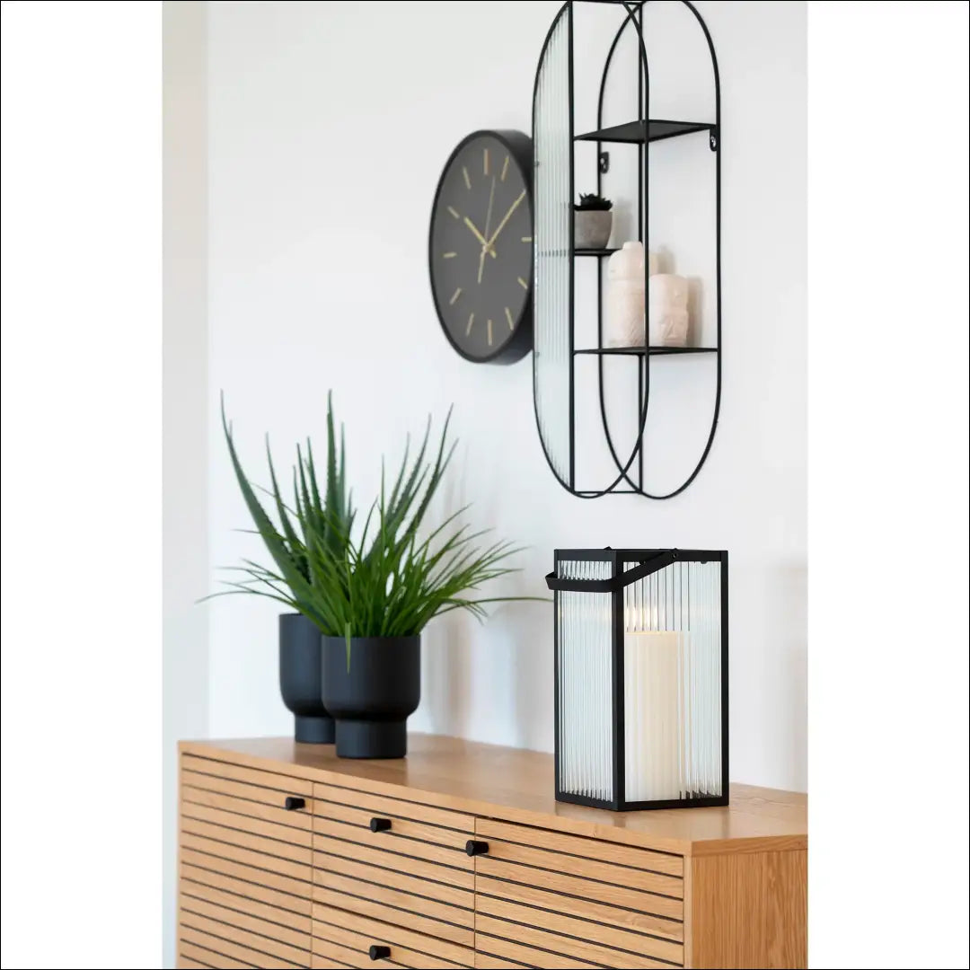 Komoda 3 stalčiai 2 durys ąžuolo fanera natūrali spalva juodos metalinės kojelės 150x40x74 cm RD520 - €462 Save 15%