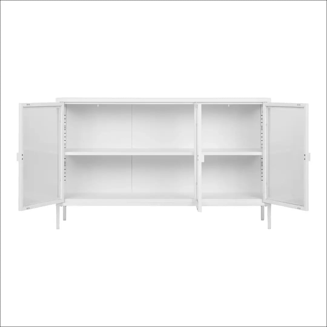 Komoda 3 stiklinės durelėmis plienas balta 140x40x85 cm RD488 - €310 Save 15% __label:Pristatymas 5-14 d.d., Balta,