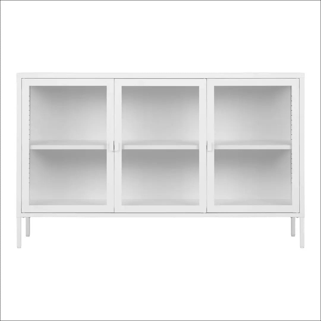 Komoda 3 stiklinės durelėmis plienas balta 140x40x85 cm RD488 - €310 Save 15% __label:Pristatymas 5-14 d.d., Balta,