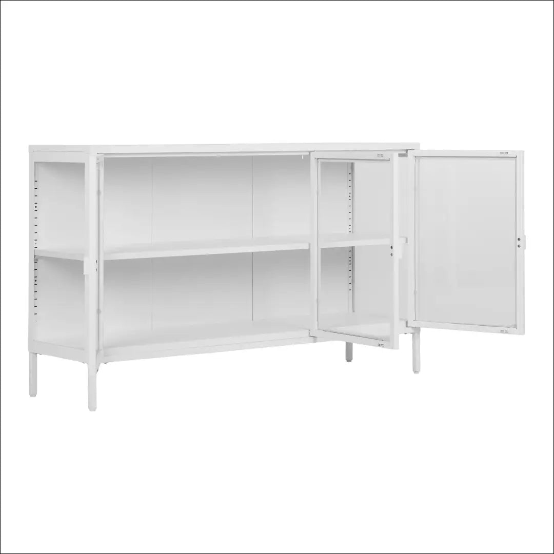 Komoda 3 stiklinės durelėmis plienas balta 140x40x85 cm RD488 - €310 Save 15% __label:Pristatymas 5-14 d.d., Balta,
