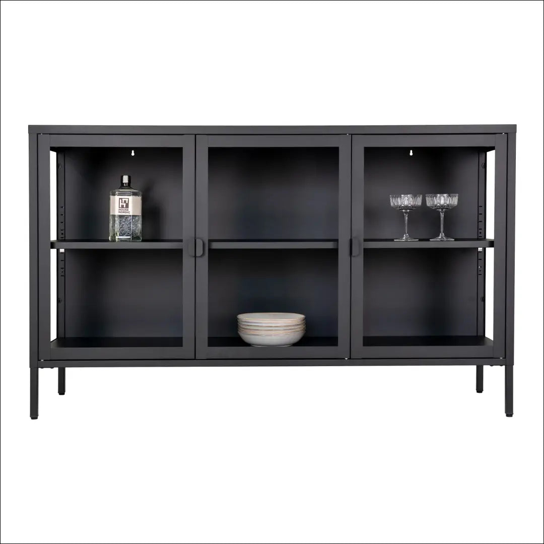Komoda 3 stiklinės durelėmis plienas juoda 140x40x85 cm RD487 - €479 Save 15% __label:Pristatymas 5-14 d.d., Juoda,