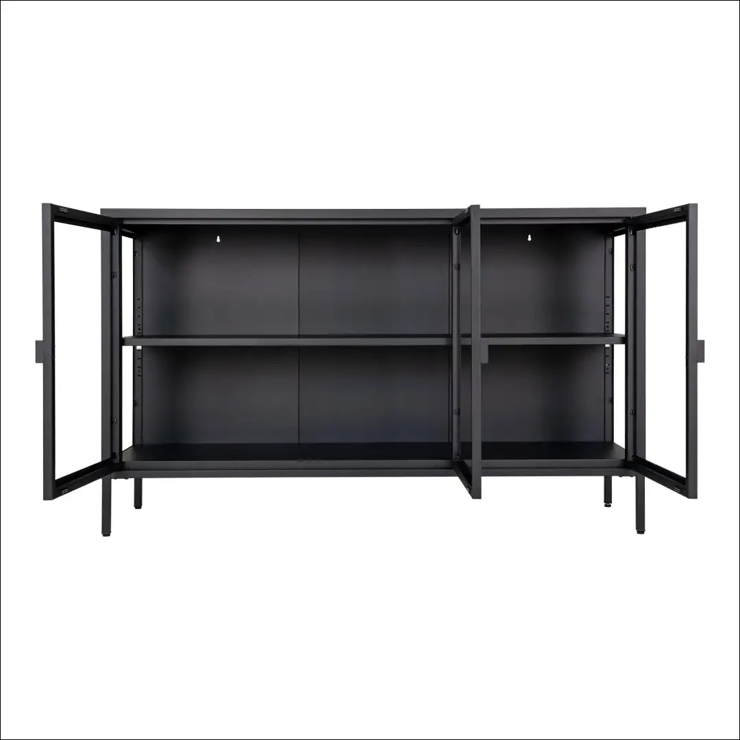 Komoda 3 stiklinės durelėmis plienas juoda 140x40x85 cm RD487 - €479 Save 15% __label:Pristatymas 5-14 d.d., Juoda,