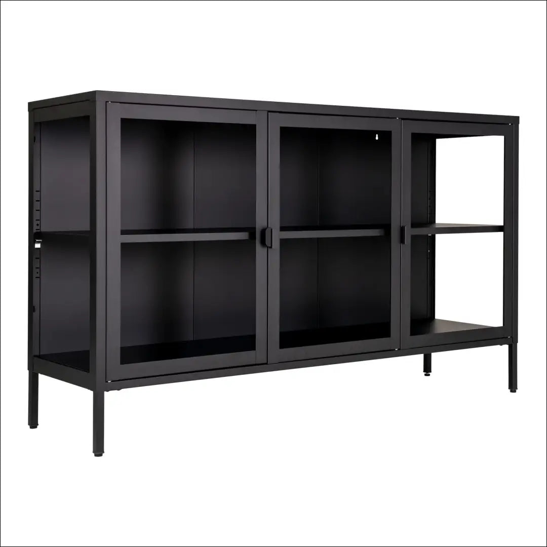 Komoda 3 stiklinės durelėmis plienas juoda 140x40x85 cm RD487 - €479 Save 15% __label:Pristatymas 5-14 d.d., Juoda,