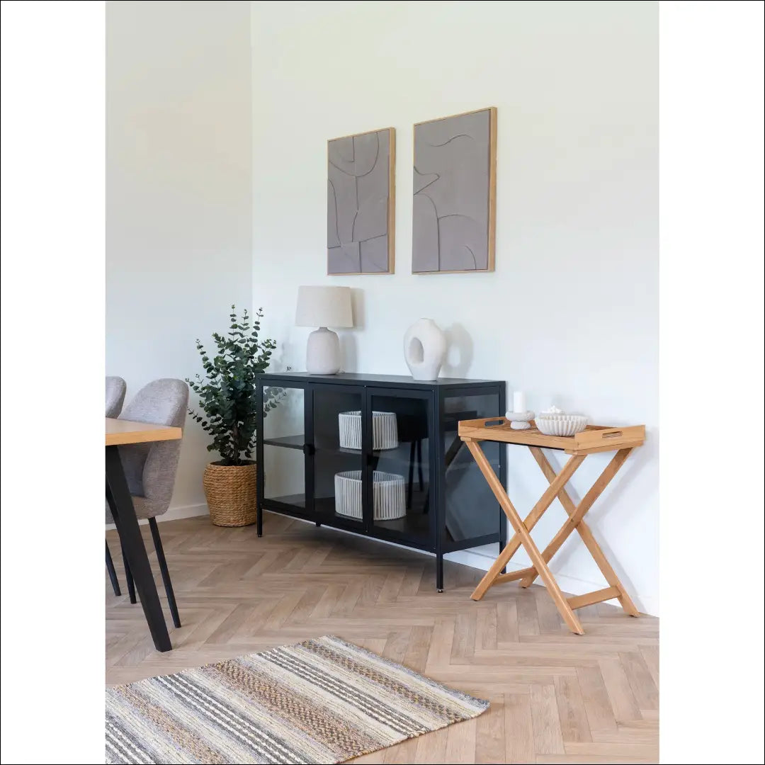 Komoda 3 stiklinės durelėmis plienas juoda 140x40x85 cm RD487 - €479 Save 15% __label:Pristatymas 5-14 d.d., Juoda,