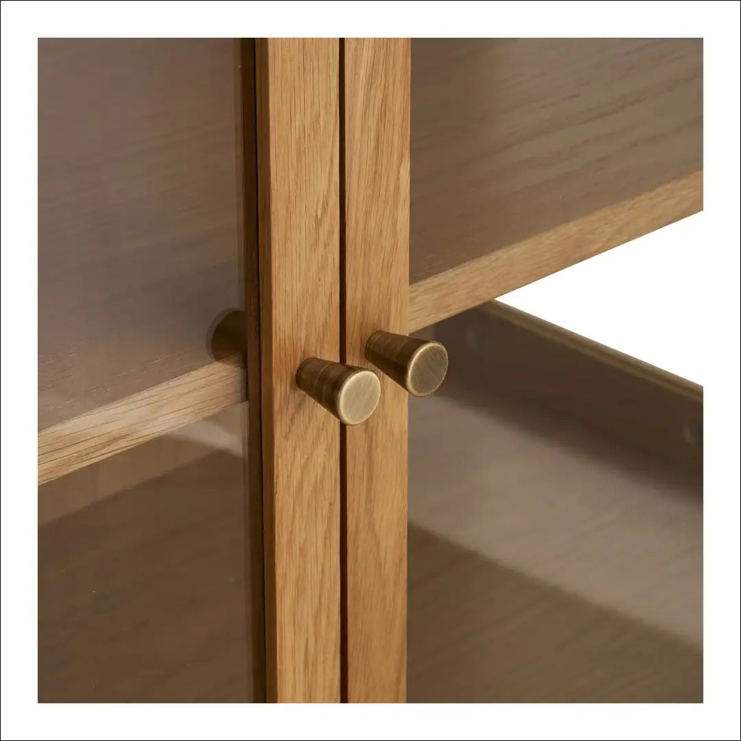 Komoda 4 stiklinės durelės 1 lentyna ąžuolas/ąžuolo fanera/grūdintas stiklas natūrali 40x180x80 cm RD529 - €794 Save