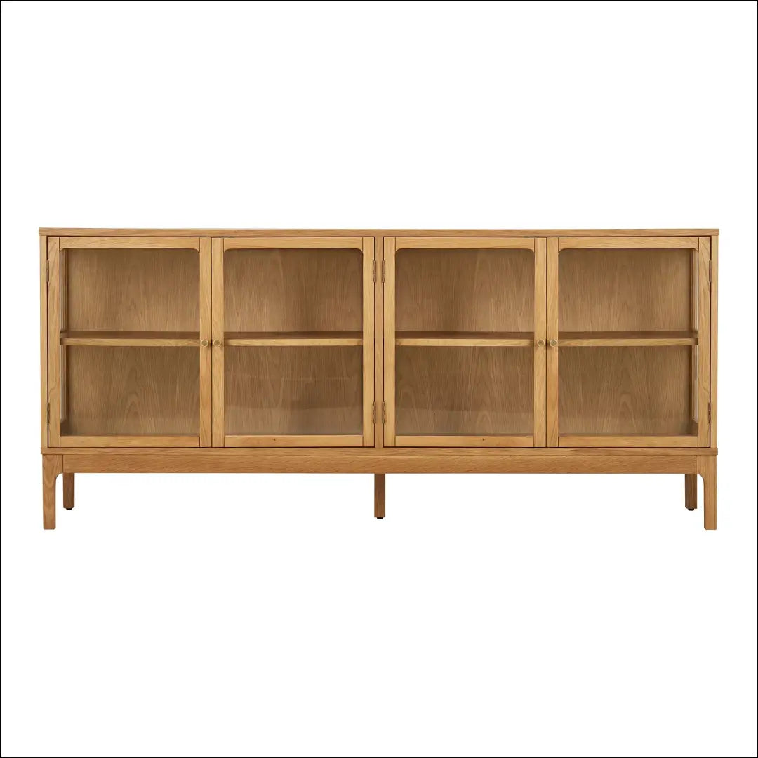 Komoda 4 stiklinės durelės 1 lentyna ąžuolas/ąžuolo fanera/grūdintas stiklas natūrali 40x180x80 cm RD529 - €794 Save