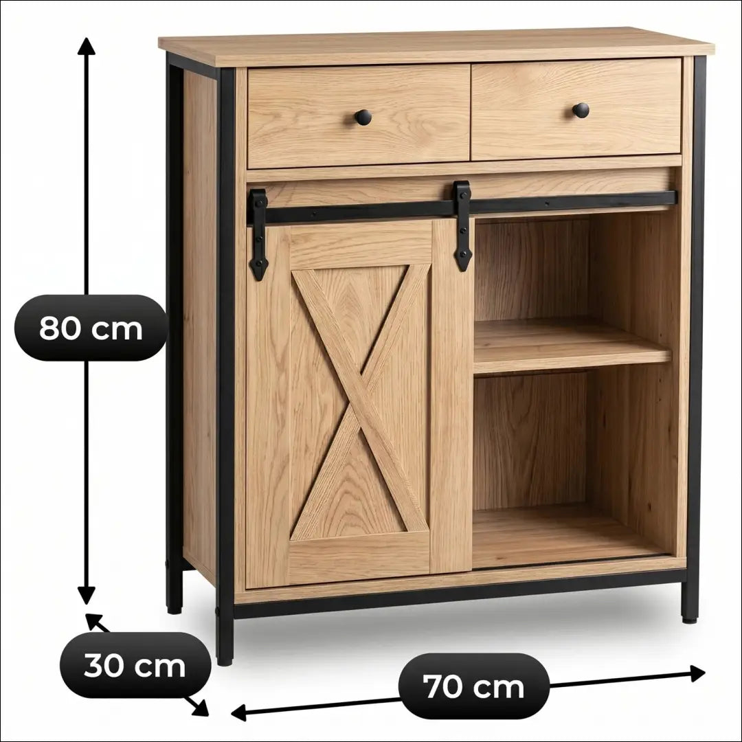 Komoda 70 cm ąžuolo/juodos spalvos TE2527 - €90.57 Save 15% __label:Pristatymas 5-14 d.d., Newelite Naujausi produktai