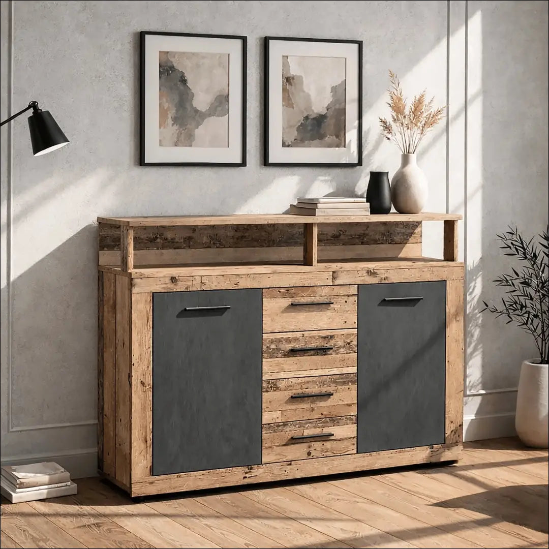 Komoda ąžuolo spalvos / grafito 119,5 cm TE1189 - €145 Save 15% 100-200, __label:Pristatymas 5-14 d.d., elite, Komody,
