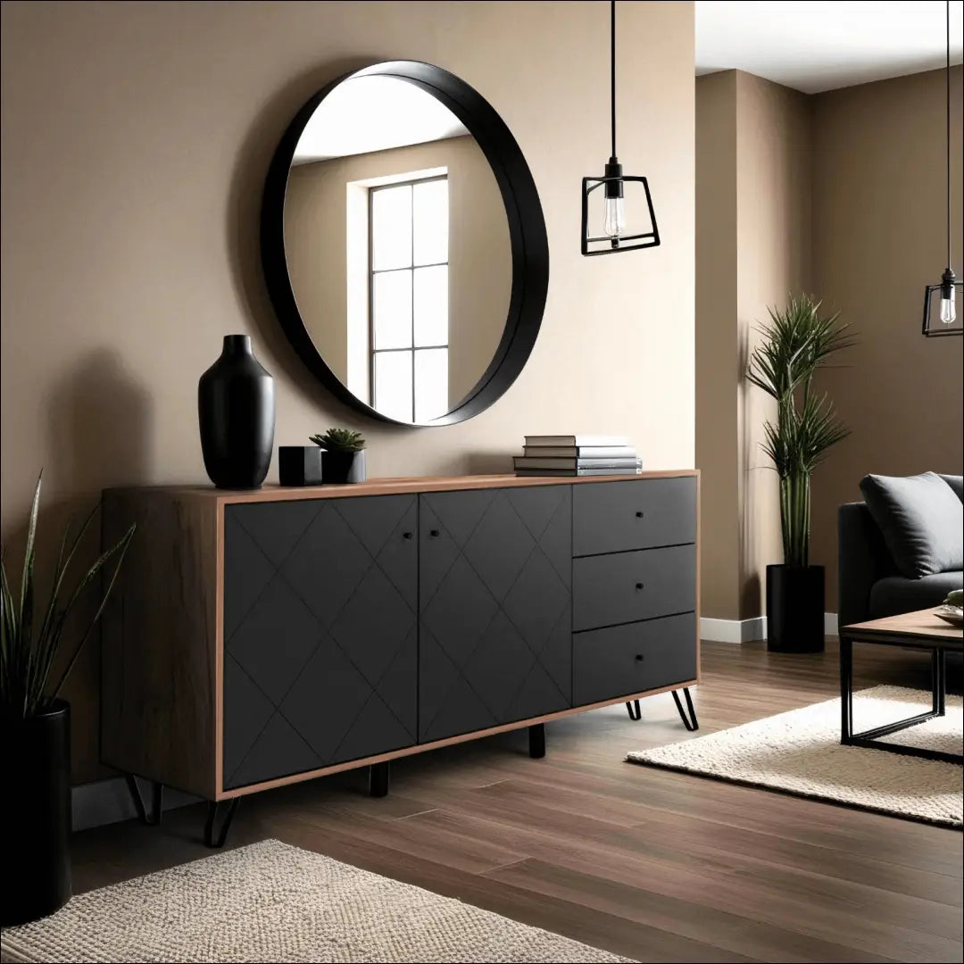 Komoda ąžuolo spalvos / grafito 183 cm TE382 - €300 Save 15% __label:Pristatymas 5-14 d.d., elite, Meble skrzyniowe,