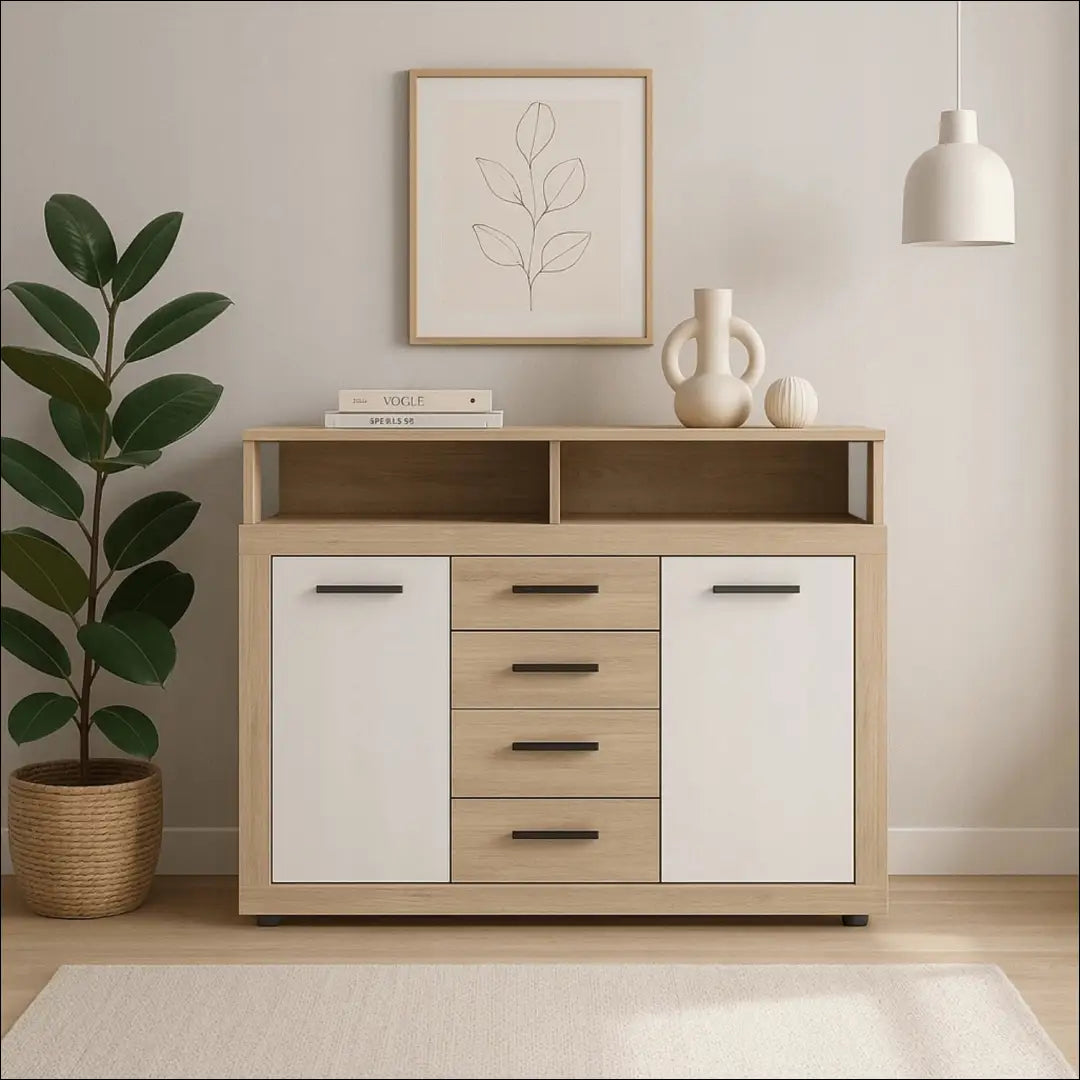 Komoda baltos spalvos / ąžuolo 119,5 cm TE1160 - €145 Save 15% 100-200, __label:Pristatymas 5-14 d.d., elite, Komody,