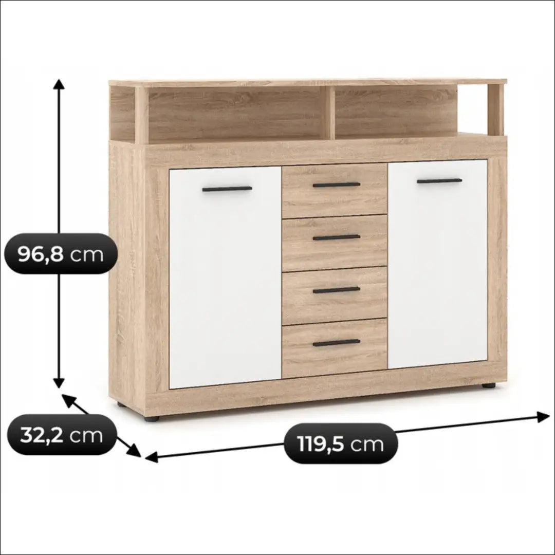 Komoda baltos spalvos / ąžuolo 119,5 cm TE1160 - €145 Save 15% 100-200, __label:Pristatymas 5-14 d.d., elite, Komody,