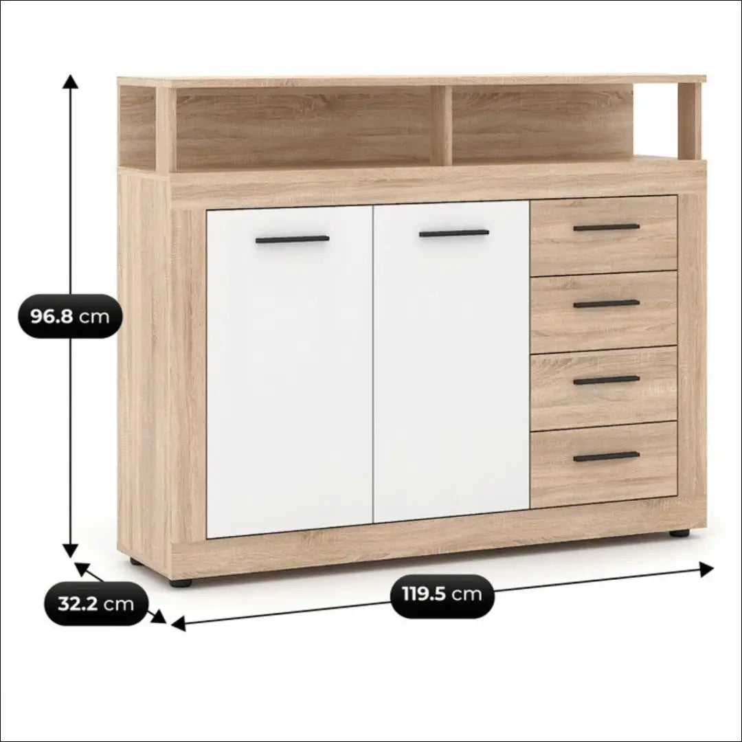 Komoda baltos spalvos / ąžuolo 119,5 cm TE1193 - €145 Save 15% 100-200, __label:Pristatymas 5-14 d.d., elite, Komody,