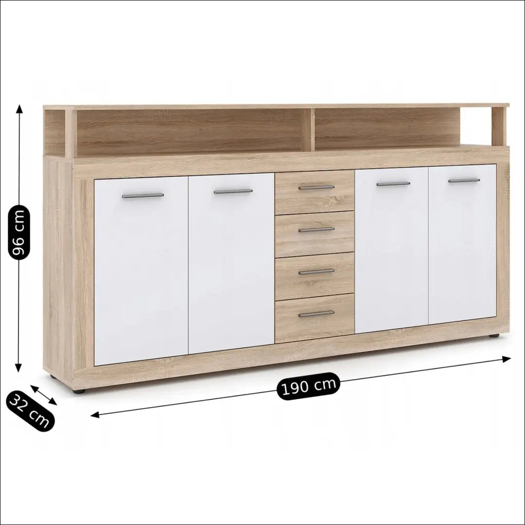 Komoda baltos spalvos / ąžuolo 190 cm TE1159 - €243 Save 15% __label:Pristatymas 5-14 d.d., elite, Komody, over-200,
