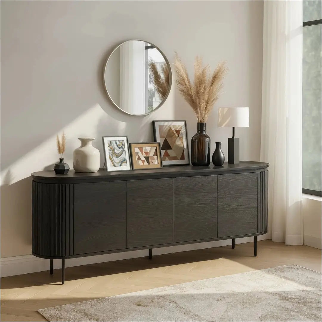 Komoda juodos spalvos 200 cm TE672 - €552 Save 15% __label:Pristatymas 5-14 d.d., elite, over-200, uzsakomi, uzsakomi