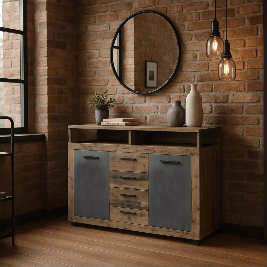 Komoda juodos spalvos / ąžuolo 119,5 cm TE1161 - €145 Save 15% 100-200, __label:Pristatymas 5-14 d.d., elite, Komody,