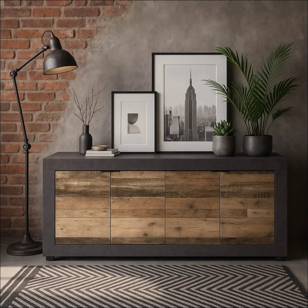 Komoda juodos spalvos / ąžuolo 180 cm TE1163 - €174 Save 15% 100-200, __label:Pristatymas 5-14 d.d., elite, Komody,