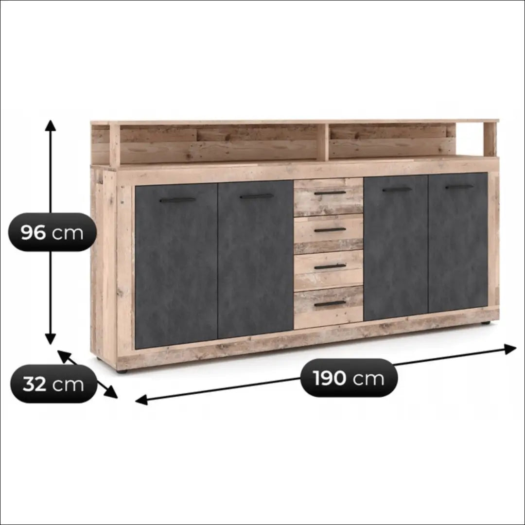 Komoda juodos spalvos / ąžuolo 190 cm TE1186 - €246 Save 15% __label:Pristatymas 5-14 d.d., elite, Komody, over-200,