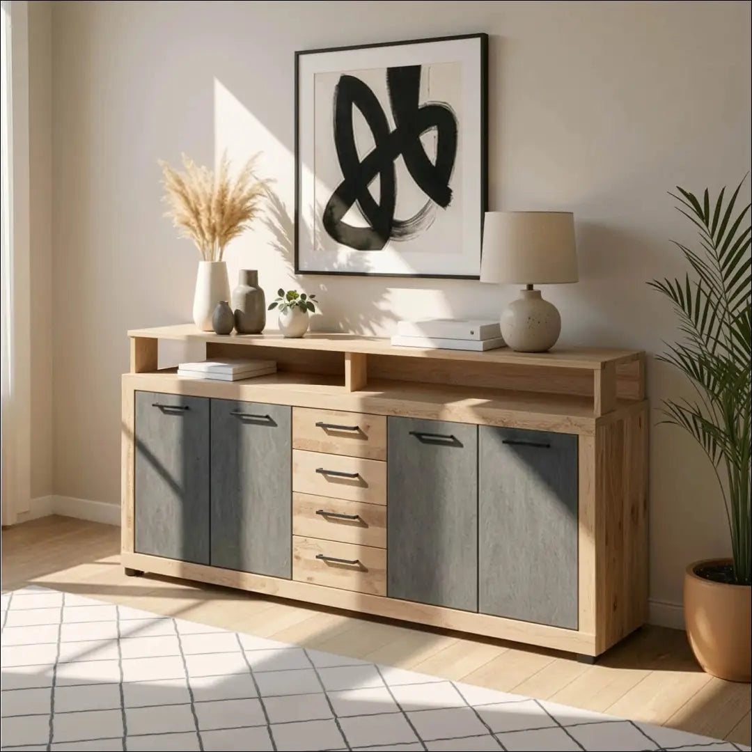 Komoda juodos spalvos / ąžuolo 190 cm TE1186 - €246 Save 15% __label:Pristatymas 5-14 d.d., elite, Komody, over-200,