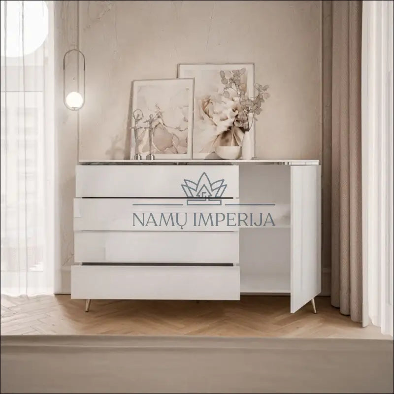 Komoda SI1657 - €194 Save 50% 100-200, __label:Pristatymas 1-2 d.d., color-balta, color-sidabrine, komodos €100 to €200