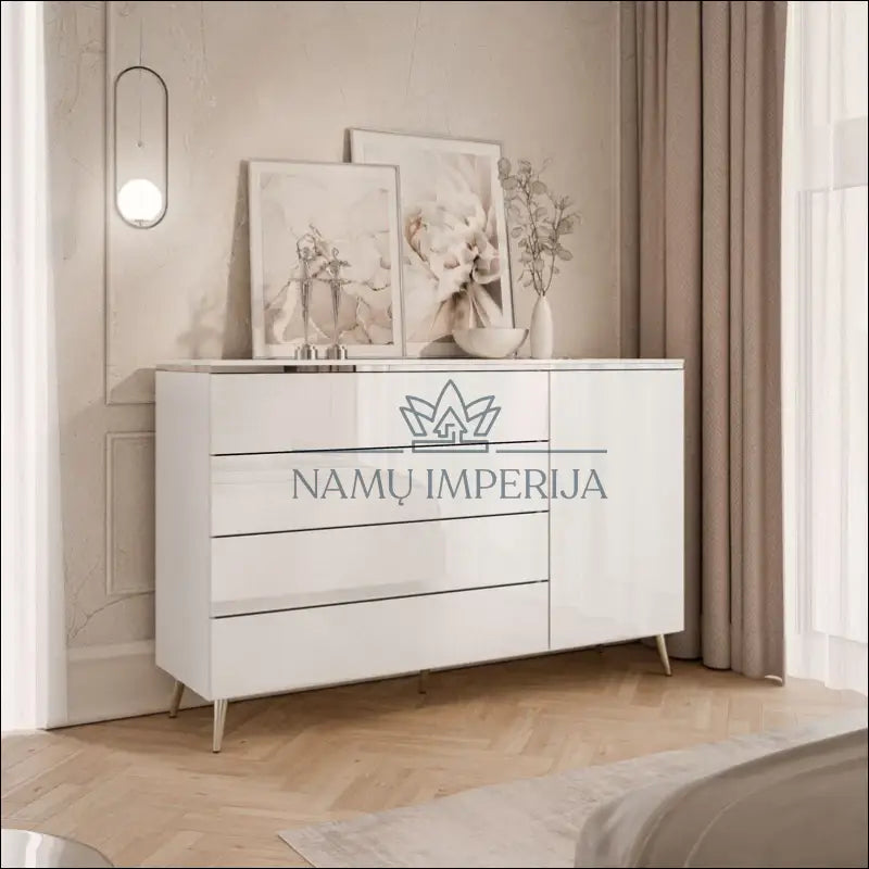 Komoda SI1657 - €194 Save 50% 100-200, __label:Pristatymas 1-2 d.d., color-balta, color-sidabrine, komodos €100 to €200