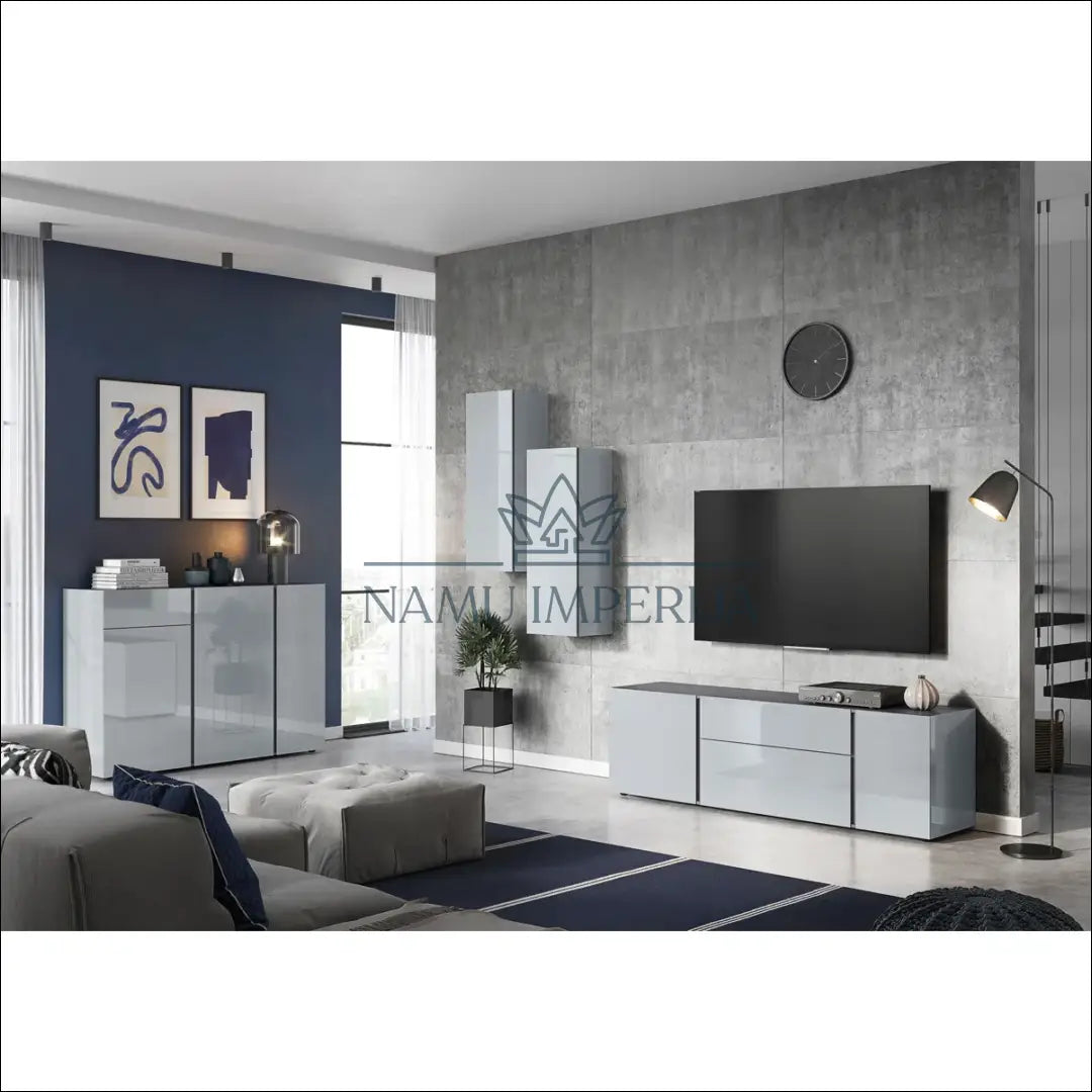 Komoda SI1687 - €201 Save 55% __label:Pristatymas 1-2 d.d., color-pilka, komodos, material-mediena, material-stiklas