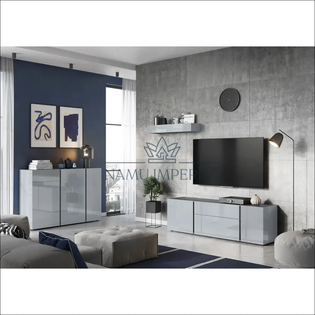Komoda SI1687 - €201 Save 55% __label:Pristatymas 1-2 d.d., color-pilka, komodos, material-mediena, material-stiklas