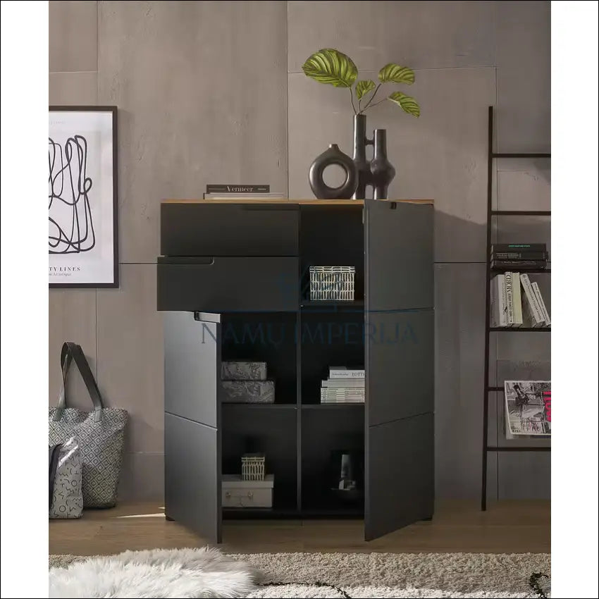 Komoda SI1815 €84 Save 70% 50 100, __label:Pristatymas 1 2 d.d., color juoda, ruda, material mdf €50 to €100 Dressers